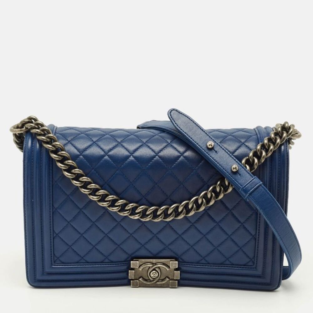 Chanel Boy New Medium Blue Quilted Leather Flap Bag